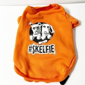 Orange Light Up Skelfie Graphic Dog Sweatshirt Medium